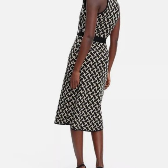 NEW DVF Diane Von Furstenberg Target Midi Collared Sleeveless Wrap Dress Size L - Picture 3 of 5
